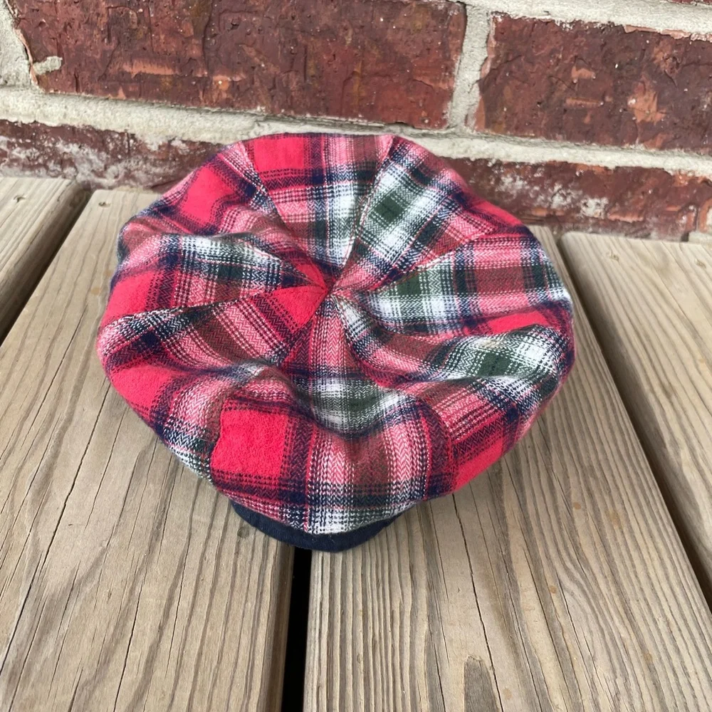 Little Girl’s Justice Plaid Newsboy Cap With Rosette Size M/L